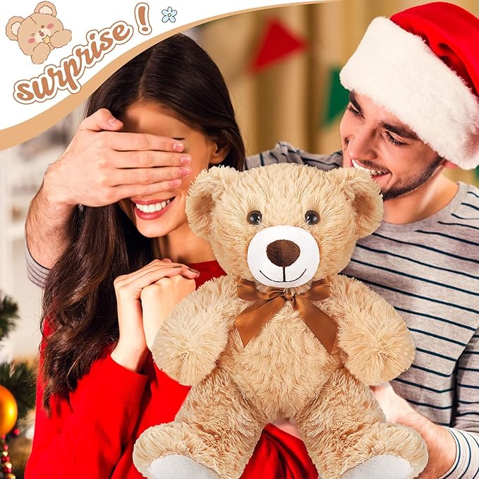 HyDren 36 Pcs 14 Inches Stuffed Bears Animals Plush Toys Bulk Soft Cute Small Shaggy Bear for Baby Shower Birthday Gifts Wedding Party Favor Decoration(Light Brown)