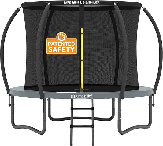 JUMPZYLLA Trampoline Outdoor 8FT 10FT 12FT 14FT 15FT 16FT with Enclosure and Ladder, ASTM Approved Recreational Trampoline for Kids and Adults, Anti-Rust Coated Frame