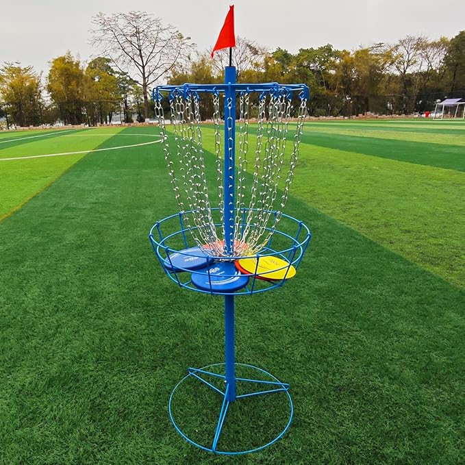 Disc Golf Basket - Portable Disc Golf Target with Heavy Duty 24-Chains Come with 6pcs Disc Golf Discs and Carry Bag, Ground Stake -Suitable for Players of All Levels - Multi Color Available