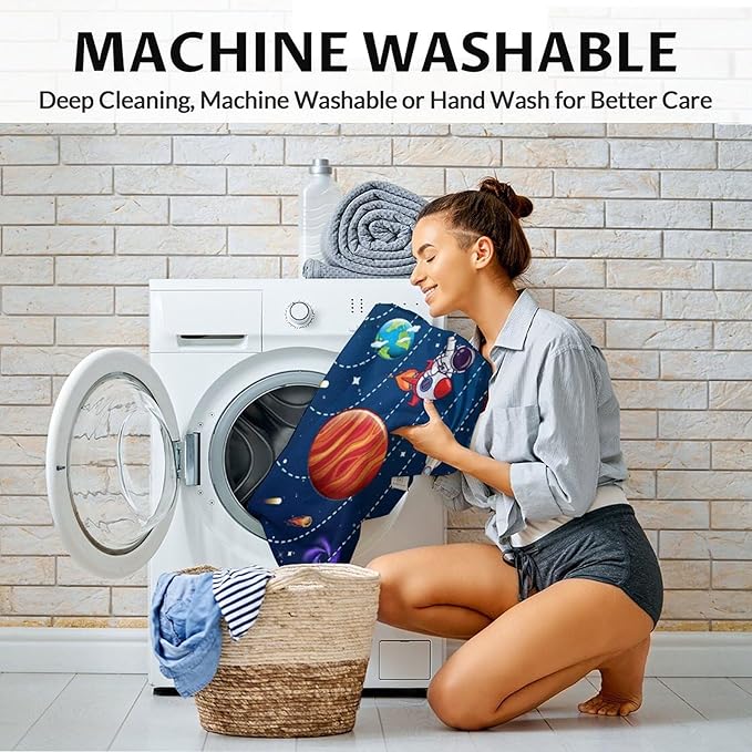 Planet Blanket Gifts - 80x60 Inches Cute Planets Throw Blanket for Kids, Boys & Men - Black Soft Fuzzy Blankets for Bed, Couch & Travel