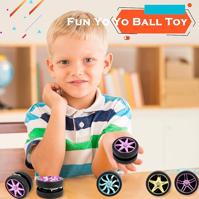 28 Pcs Wheel Yoyos Plastic Yo-Yo Toys Mini Yo Yo in Assorted Colors for Kids Beginners Adults Teens Birthday Racing Party Favors Holiday Stocking Fillers Classroom Prizes