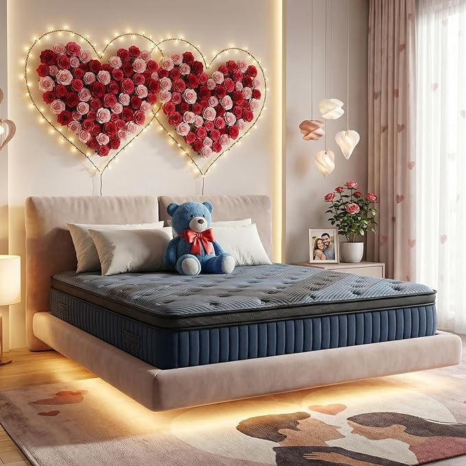 12 Inch Queen Size Mattress in a Box, Medium Firm Hybrid with Lumbar Foam and Zoned Pocket Springs for Pressure Relief and Edge Support