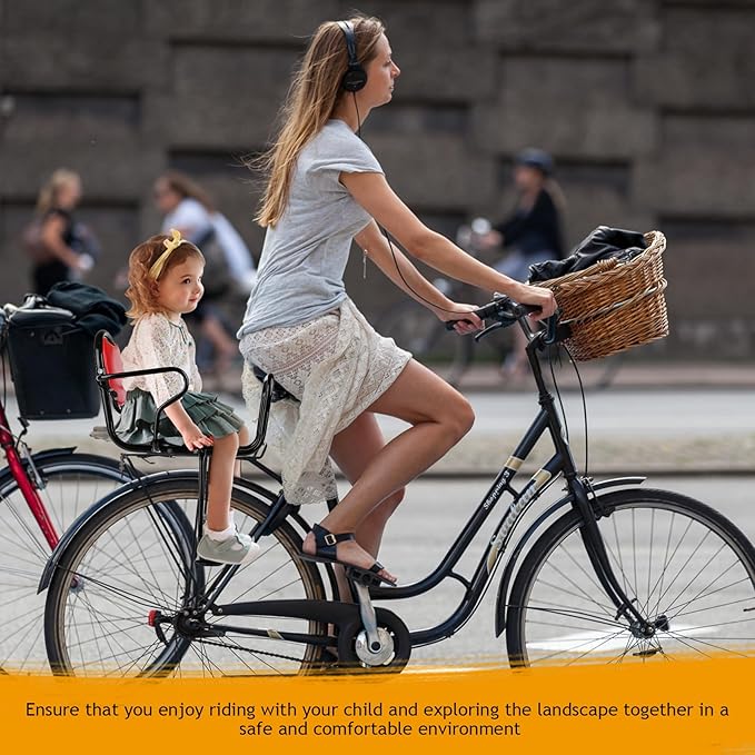 Rear Child Bike seat,Kid Rear Bike seat, Rear Mounted Bike Seat with Harness, Armrests and Pedals for Adult Bikes Ages 2 to 8 Years(Up to 110lb)