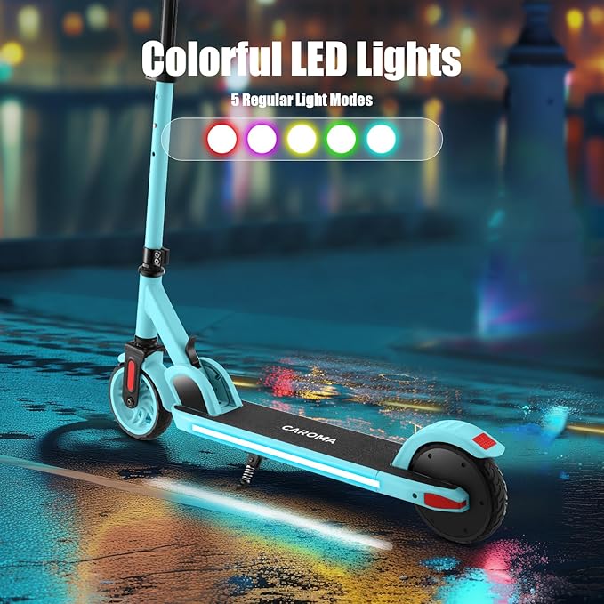 Caroma Electric Scooter for Kids Ages 6-14, 250W/180W/150W Motor & 15 Mph, 85 Mins Ride Time, Adjustable Height & Speed, LED Display, Kids Electric Scooter, Best Gifts for Boys & Girls