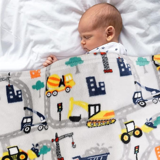 Softan Truck Blanket for Babies, Kids Throw Blanket for Boys and Girls Soft Cozy Flannel, Cute Truck Blanket for Sofa Couch Bed, Soft Plush Warm Receiving for Newborns, 30x40 Inch
