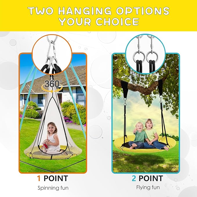 SkyBound Tree Swing Saucer Swing - 600LB Weight Capacity - Outdoor Swing with Hanging Straps - Waterproof Tree Swings for Kids - Tire Swings for Trees - Durable Flying Swing Seat for Children