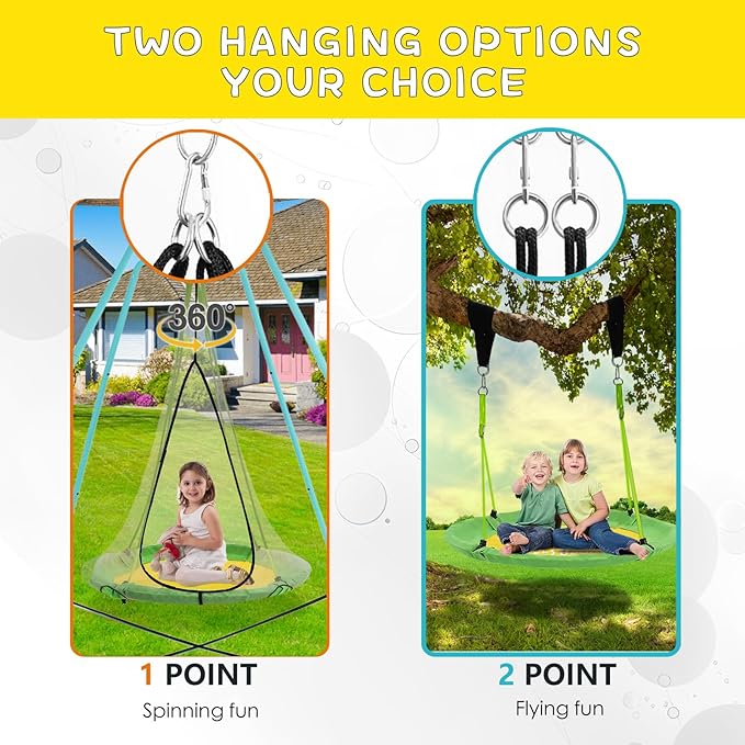SkyBound Tree Swing Saucer Swing - 600LB Weight Capacity - Outdoor Swing with Hanging Straps - Waterproof Tree Swings for Kids - Tire Swings for Trees - Durable Flying Swing Seat for Children