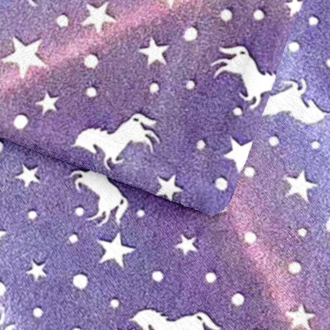 Wajade Unicorn Gifts Toys for Girls - Glow in The Dark Unicorn Blanket Birthday Christmas Decor for Kids Age 3 4 5 6 7 8 9 10 11 12 Years Old Teens Child Toddler Throw Purple 60"x80"