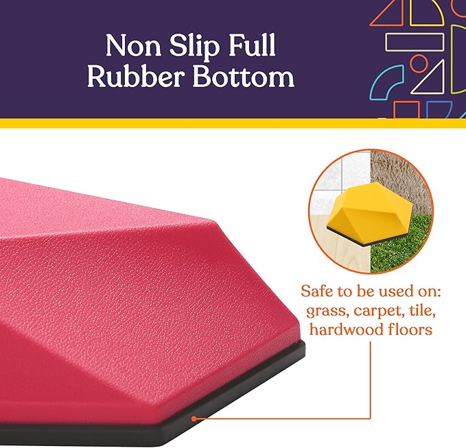 Special Supplies Diamond Shaped Stepping Stones for Kids Indoor and Outdoor Balance Blocks Promote Coordination, Balance, Strength Child Safe Rubber, Non-Slip Edging (Multi-Color, 10)