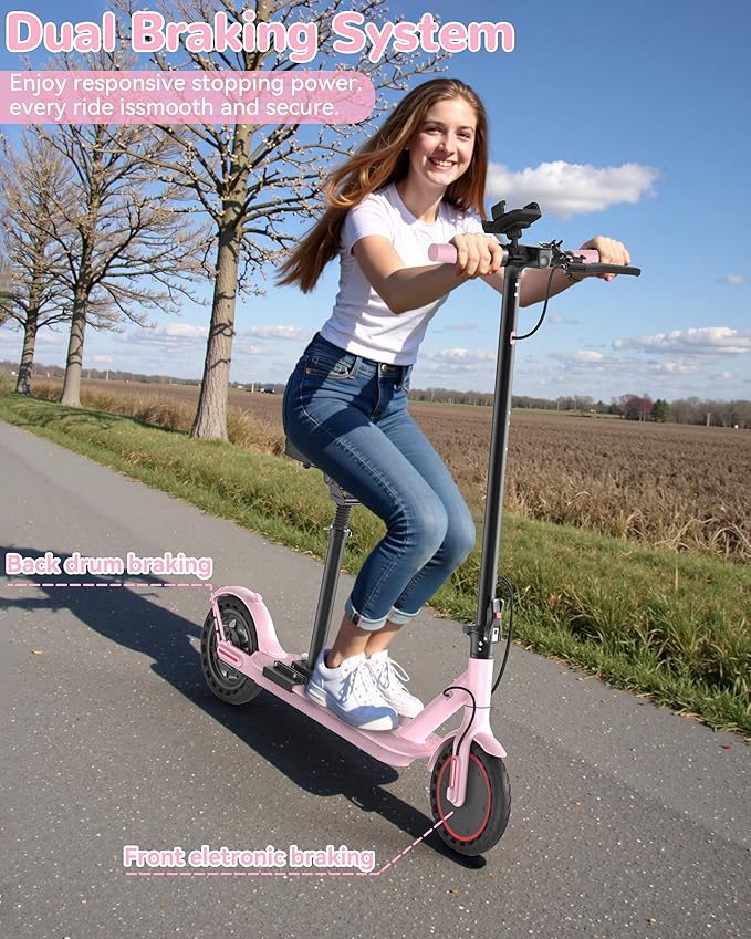 Electric Scooter Adults, Powerful 350W E-Scooter, Max 19 Mph & 15-19 Miles Range Scooters, Folding Scooters with 8.5" Solid Tires, Commuting Scooter Kick Scooter with APP Control (Seats Optional)
