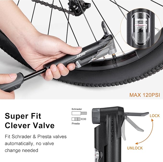 GEWAGE Bicycle Phone Mount Bag & Bicycle Tire Pump, Bike Multitool with Tyre Lever - Bike Tool Kits for Repair and Maintenance at Home or On The Road