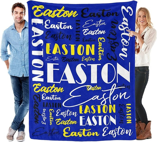 Name Blanket Personalized Blanket for Adult Kids Flannel Customize Throw Blanket Custom (Color 21, 60 x 80 Inches)