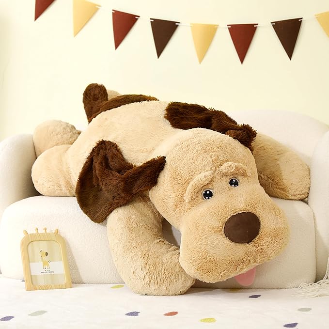 MaoGoLan 51" Giant Dog Plush, Life Size Large Stuffed Animal Dog, Fluffy and Cuddly Stuffed Puppy Stuffed Animal Throw Pillow Toy Birthday for Girls Kids