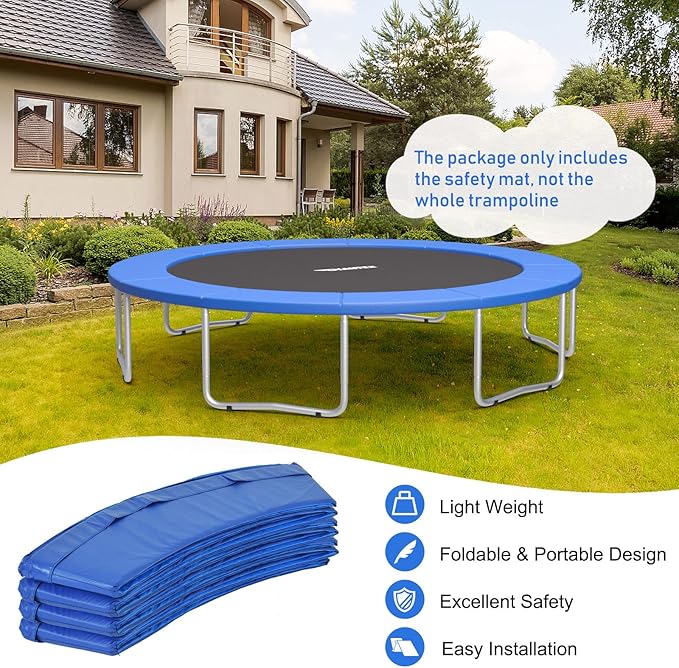 Giantex 8Ft 10Ft 12Ft 14Ft 15Ft 16Ft Trampoline Pad, Tear-Resistant Edge Cover Springs Protection Pad, All Weather Replacement Trampoline Safety Pad