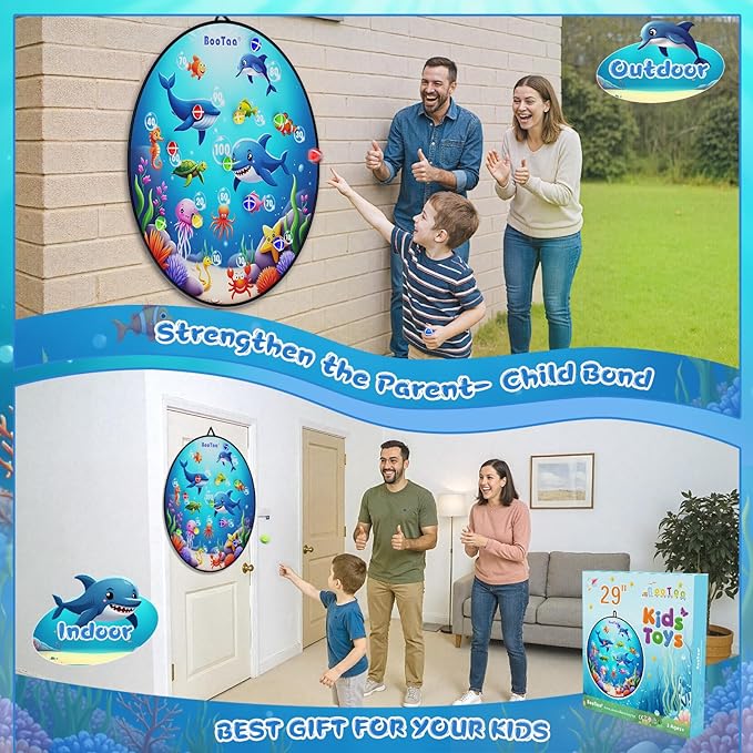 BooTaa 29" Large Dart Board for Kids, Kids Dart Board with Sticky Balls, Boys Toys, Indoor/Sport Outdoor Fun Party Play Game Toys, Birthday Gifts for 3 4 5 6 7 8 9 10 11 12 Year Old Boys Girls
