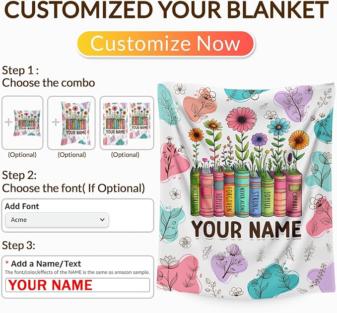 Personalized Blanket for Girls Women, Christian Throw Blanket Gifts for Kids Teens Adults, 50"x60" Cute Custom Flannel Blankets Gift for Girl Warm Flannel Soft Throws for Couch Sofa Bed Decor