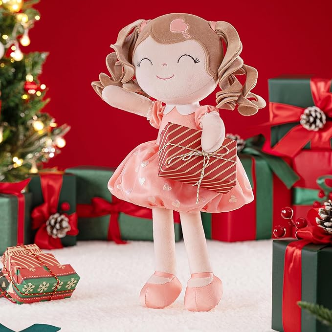 Gloveleya Baby Doll Gifts Plush Curly Girl Toys with Love 16" Orange