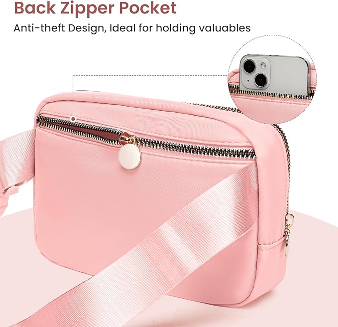 Belt Bag for Teen Crossbody Bag for Girls, Fanny Pack for Girl Kids Teen, Small Crossbody Bag Trendy Everywhere Belt Bag Fashion Monogrammed Waist Packs with Adjustable Strap (Peach,Z)