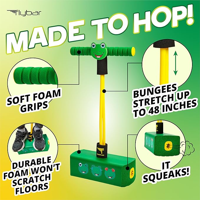 Flybar My First Foam Pogo Jumper for Kids Fun and Safe Pogo Stick for Toddlers, Durable Foam and Bungee Jumper for Ages 3 and up, Supports up to 250lbs