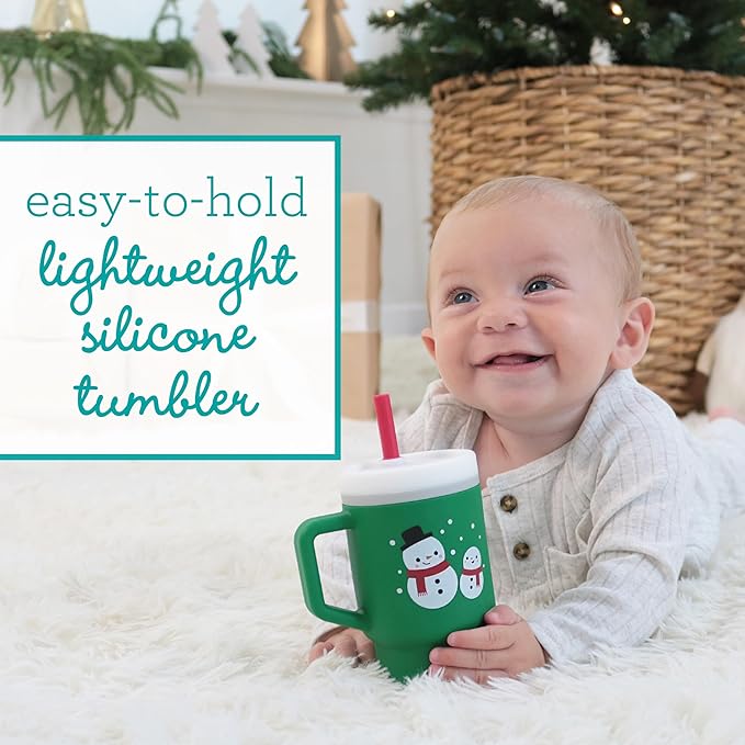 Infantino My 1st Tumbler, Silicone Sippy Cup with Straw & Handle, Spill-Resistant Baby Cup for On-the-Go, BPA-Free Transition Bottle