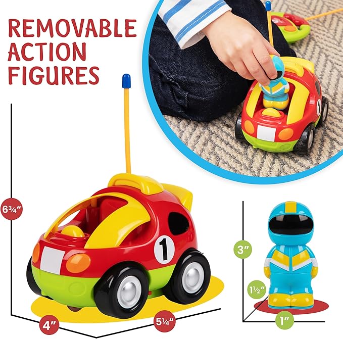 PREXTEX Cartoon Remote Control Car - 2-Pack Police and Race Car Toddler Toys - RC Cars for Kids with Different Frequencies - Easy Remote Control Toy and Thoughtful Gifts for Boys and Girls