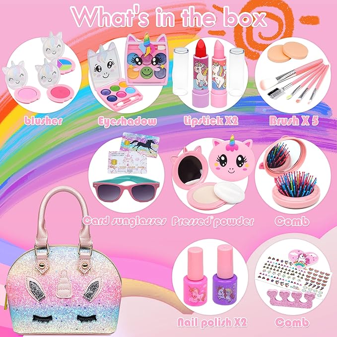 Pretend Kids Makeup Sets for Girls - FakeMakeup Set Maquillaje para Niñas, Play Make Up Kit, Best Toys for Little Girl,Princess Toddler Kid Stuff Ages3-10 Year Old Girl Birthday Gifts