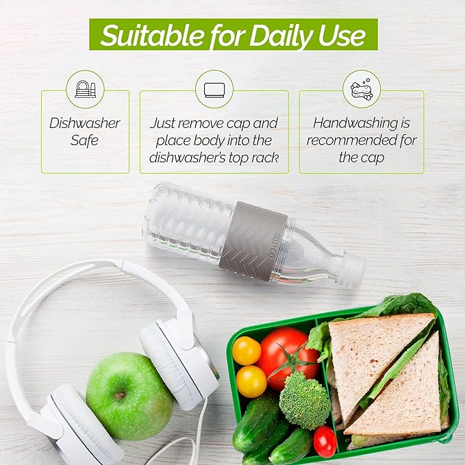 Copco Hydra Water Bottle with Spill-Resistant Lid, 16.9 oz (Set of 2) - Reusable Tritan Non-Slip Sleeve, Twist-Open Body - BPA-Free, Leak-Proof, Durable & Portable for Gym, Office, School (Gray)