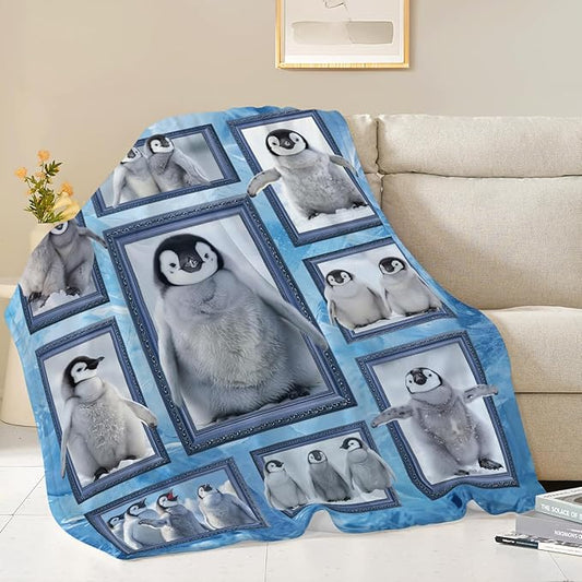 Penguin Blanket Penguin Throw Blanket Gifts for Girls Women Kids Boys Adults Men Super Soft Cozy Plush Fluffy Fuzzy Fleece Blanket Home Decor 50''X60''
