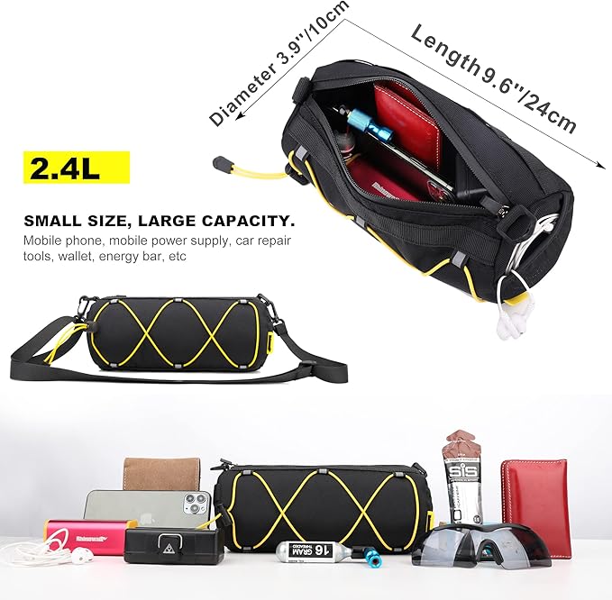 Rhinowalk Bike Handlebar Bag, Bicycle Front Bag Shoulder Bag Storage Bag with Shoulder Strap for Road Mountain Bike Cycling Travel