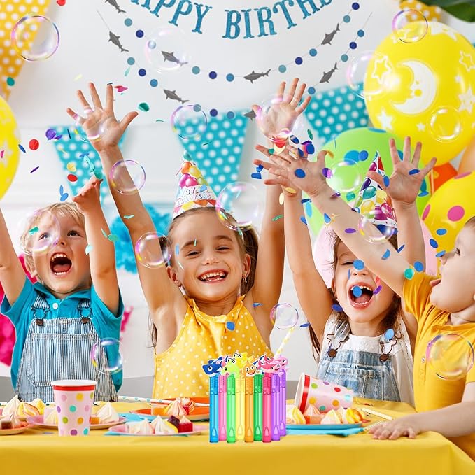 AFZMON 24Pcs Shark Party Favors Bubble Wands for Kids, Under The Sea Mini Bubbles Wand Toys, Ocean Birthday Party Supplies Goodie Gift Bag Stuffers Pinata Classroom Prizes