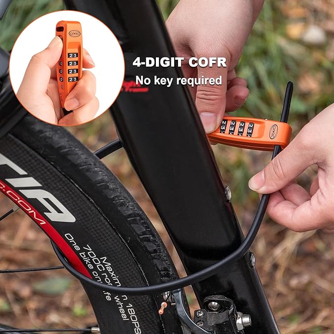 CXWXC Zip Tie Lock - 4-Digit Combo Cable Locks for Bike Motorcycle Helmet, Skateboard, Skis, Snowboard, Stroller & Cabinet - Ideal for Lightweight Security (Orange, 45CM)