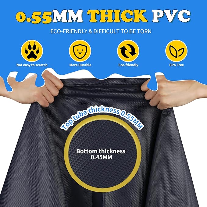 59" Non-Slip Splash Pad for Kids and Dog, Thicken Sprinkler Pool Summer Outdoor Water Toys, Extra Large Backyard Wading Pool for Children Boys & Girls or Pet Dog (Blue)