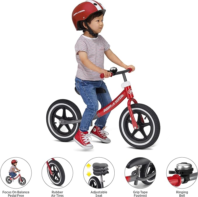 Radio Flyer Air Ride Balance Bike, Toddler Bike, Red and Black Bike for Ages 1.5-5 (Amazon Exclusive)