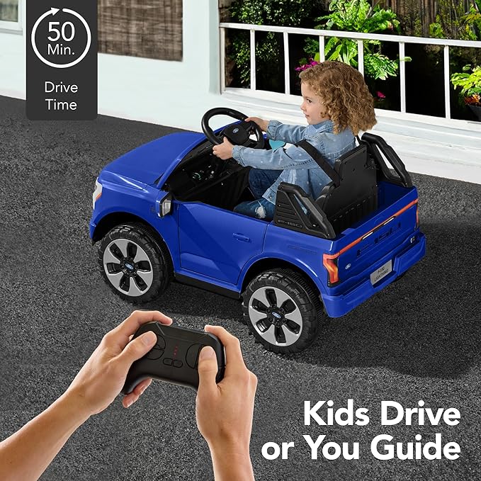 Best Choice Products Licensed Ford F-150 Lightning Truck Kids 12V Electric Ride On Car Toy w/ 66lb Weight Capacity, Parent Control, Bluetooth - Blue