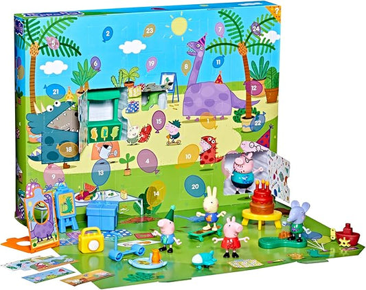 Peppa Pig George's Party Advent Calendar with 24 Surprise Toys and Stickers Including 5 Figures, Preschool Toys for Girls and Boys, Kids, Ages 3+ (Amazon Exclusive)