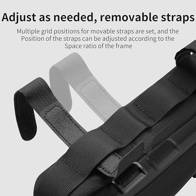 Bike Frame Bag - 3 Multi-Position Straps Secure Mount, Full-Side Zipper Quick Access, 2L Scratchproof Storage, Universal Fit