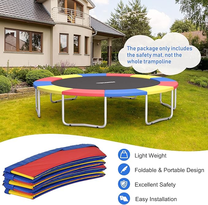 Giantex 8Ft 10Ft 12Ft 14Ft 15Ft 16Ft Trampoline Pad, Tear-Resistant Edge Cover Springs Protection Pad, All Weather Replacement Trampoline Safety Pad
