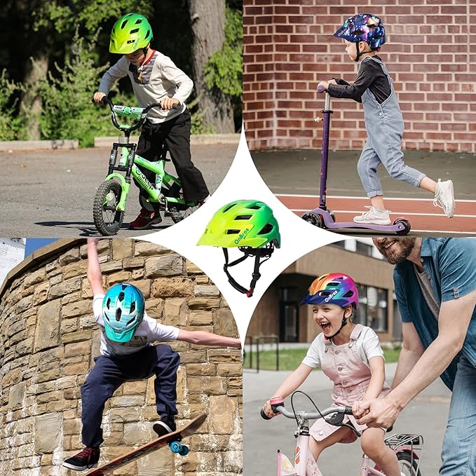 OnBros Kids Bike Helmet - Bike Helmets for 5-14 Boys or Girls with Visor, Children Bicycle Helmet for Skateboard Mountain Scooter Road Cycling, Lightweight and Adjustable 50-57CM