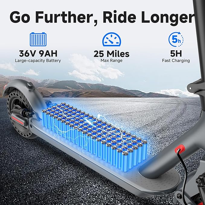 Electric Scooter, 500W Powerful Motor Scooter, 10" Solid Tires, 22-25 Miles Long Range, 22Mph Max Speed, Foldable E-Scooter Adults with Dual Shock Suspensions and APP Control