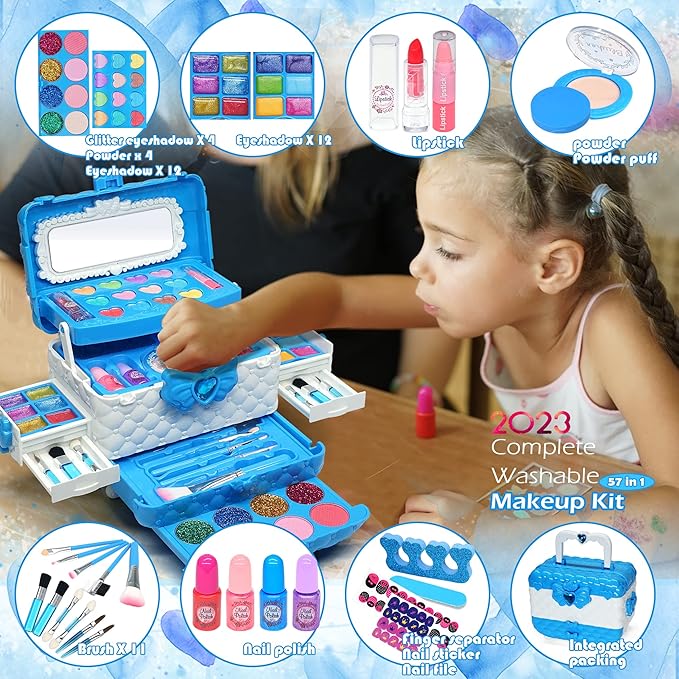 Kids Makeup Sets for Girls - Makeup for Kids, Maquillaje para Niñas, Play Make Up Kit, Best Toys for Little Girl,Princess Toddler Kid Stuff, Ages3456789 10-12 Year Old Girl Birthday Gifts