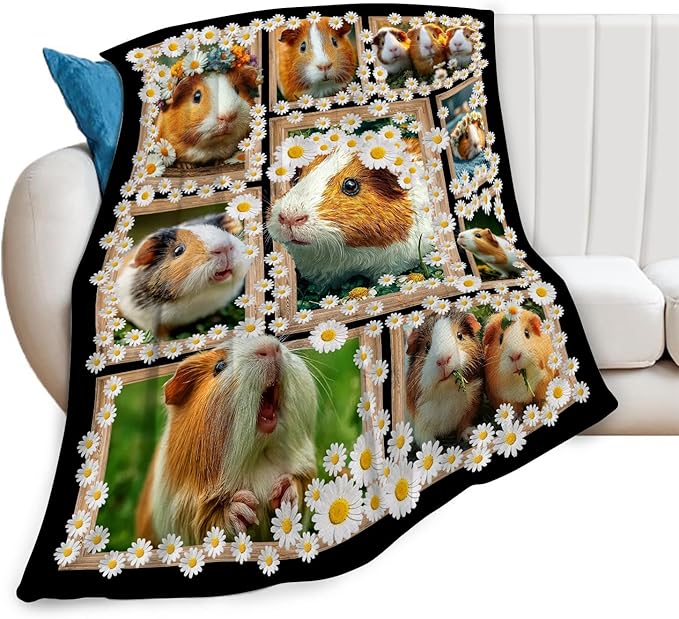 Guinea Pig Throw Blanket Guinea Pig Stuff Gifts for Kids Girls Boys Adults Women Men Soft Cozy Warm Plush Fluffy Fuzzy Fleece Blanket Decor 40''X50''