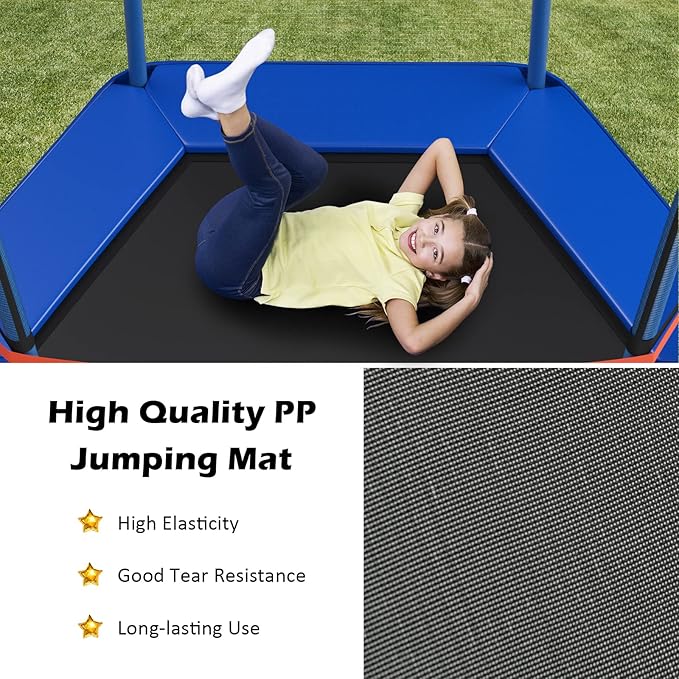 GYMAX Trampoline for Kids, 7FT Toddler Trampoline with Safety Enclosure Net & Seamless Spring Pad, Heavy Duty Small Indoor/Outdoor Trampoline for Boys, Girls Age 3+