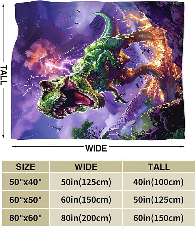 T-Rex Dinosaur Throw Blanket - Funny Gifts and Decor for Boys Girls Women Men Kids Adults - Soft Warm Cozy Fleece for Couch Sofa Bed 80"x60"