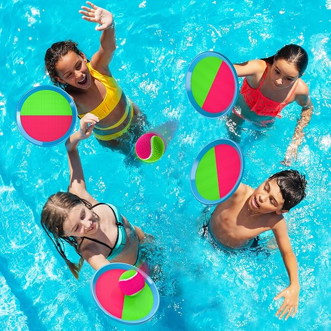 Bennol Toss and Catch Ball Game Outdoor Toys for Kids, Outdoor Outside Games Toys for Kids Ages 3 4 5 6 7 8 9 10, Yard Backyard Games Beach Outside (6 Paddle 6 Balls)
