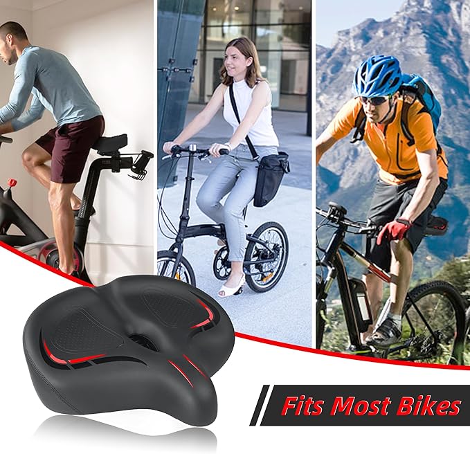Oversized Bike Seat for Peloton Bike & Bike+, Wide Bicycle Saddle Replacement Compatible with Peloton, Exercise or Road Bikes, Seat Cushion for Men & Women