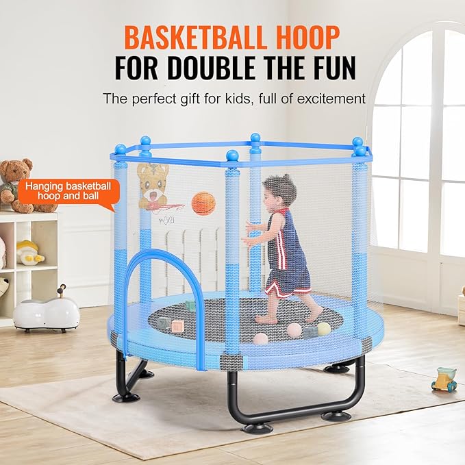 VEVOR 5FT Trampoline 50"/55"/56 * 35" for Indoor/Outdoor use for Toddlers, Foldable Mini Baby with Foam Handle, Recreational Birthday Gift