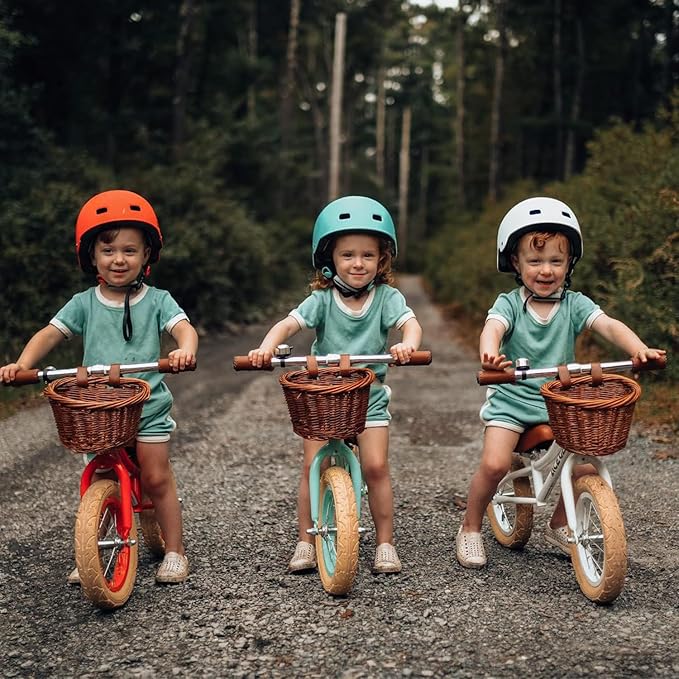 ACEGER 12" Kids Balance Bike with Basket, Toddler Bicycle for Early Learning Leg Strength and Steady Balancing, Durable Frame&Tool-Free Adjustable Seat, Gift Bike for 2-5 Kids, No Brake