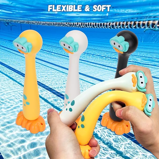 Set of 3 Pool Diving Toys for Kids,Fun Swimming Pool Games for Kids Water Toys, Clown Duck Dive Stick are Perfect for Boys and Girls Pool Time!