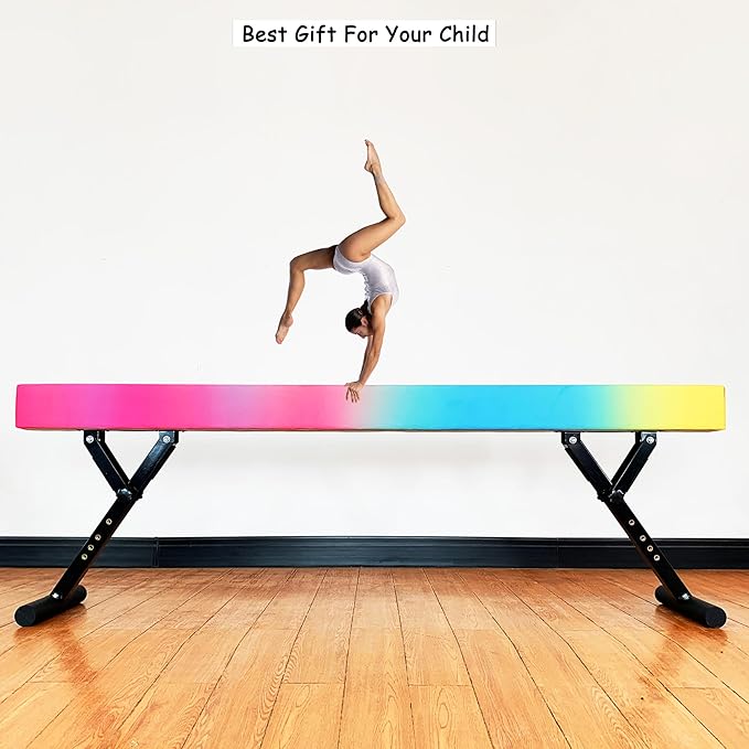 Adjustable Balance Beam 8 ft Gymnastic Beam Adjustable Height for Kids and Teenage of All Gymnastic Levels, Gymnastic Training Beam Gymnastic Equipment for Athlete Home and Gym Club Use