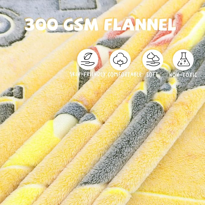 REXEO Tractor Blanket Glow in The Dark Truck Blanket for Kids Cute Soft Excavators Throw for Boys Fleece Construction Toddler Boy Birthday Gifts for Kids